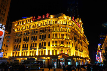 上海南京路永安百货大楼灯光夜景