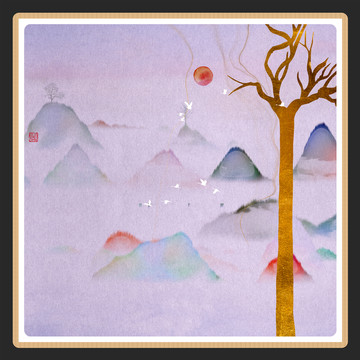 藝術(shù)裝飾抽象山水掛畫