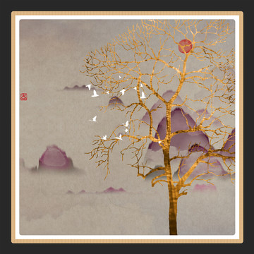 水墨山水無(wú)框畫