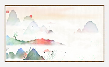 藝術裝飾抽象山水掛畫
