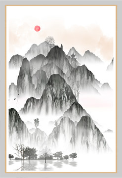 意境抽象畫彩墨山水畫