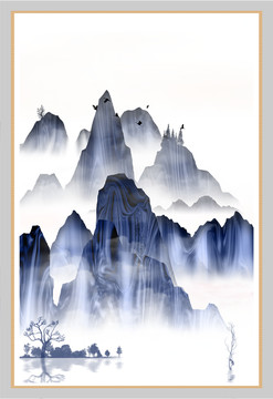 意境抽象畫彩墨山水畫