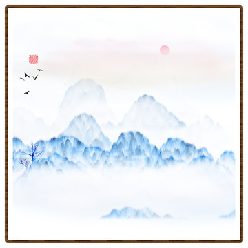 意境抽象畫彩墨山水畫