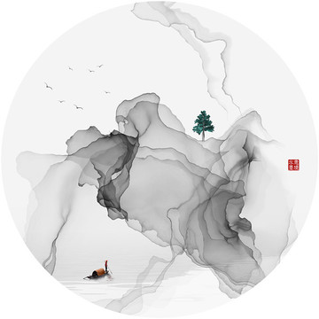 抽象山水畫新中式