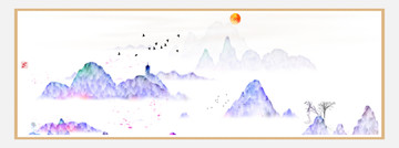 現代抽象水墨山水畫