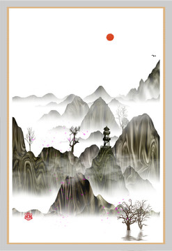 水墨山水無框畫