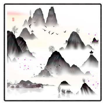水墨山水無框畫