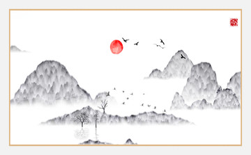 藝術(shù)裝飾抽象山水掛畫