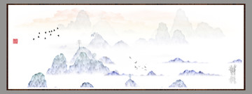 中國水彩水墨裝飾畫