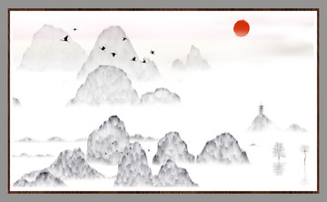 水墨山水無框畫