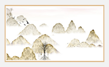 意境抽象畫彩墨山水畫