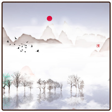 現(xiàn)代水墨水彩抽象油畫
