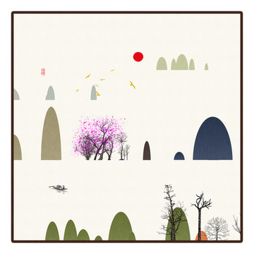 藝術(shù)裝飾抽象山水掛畫