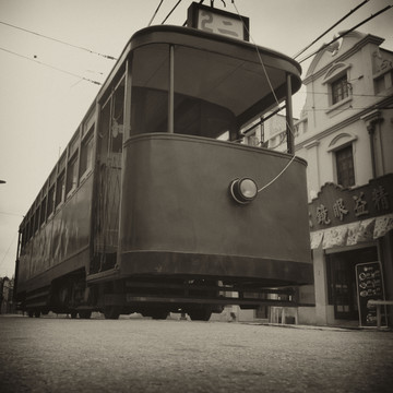 老上海旧式有轨电车