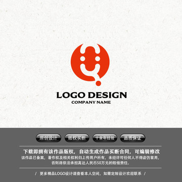 鼠标LOGO字母Q笑脸外卖