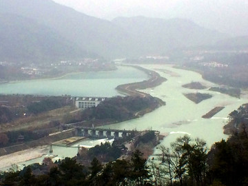 岷江都江堰鸟瞰