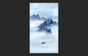 高山云霧水墨畫