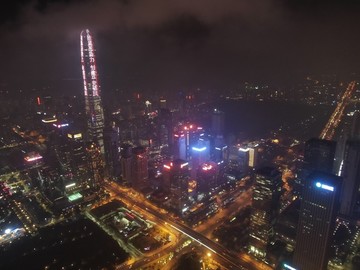 航拍深圳市民中心夜景