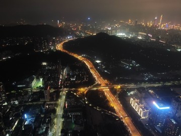 航拍深圳公路夜景