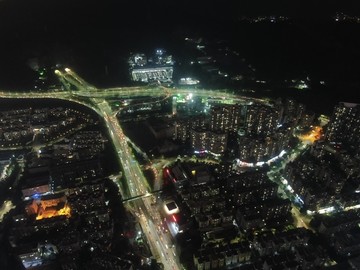 航拍深圳公路夜景