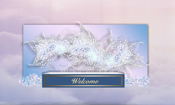 藍紫色唯美婚禮簽到區(qū)