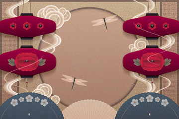 古典迎春春节贺卡背景设计模板