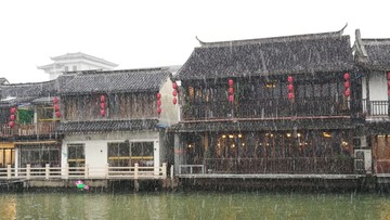 魔都上海朱家角古镇雪景