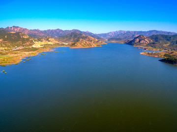 航拍青岛崂山水库