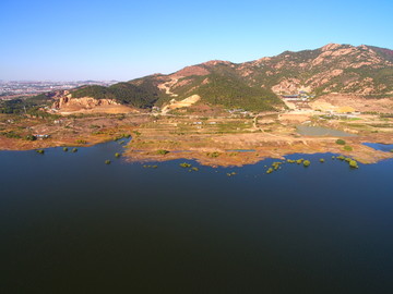 航拍青岛崂山水库