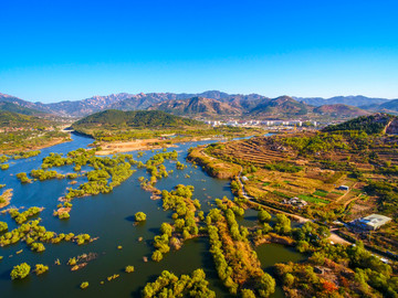 航拍青岛崂山水库