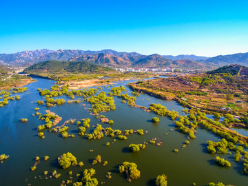 航拍青岛崂山水库