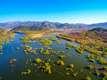 航拍青岛崂山水库