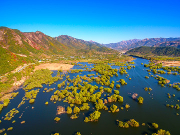 航拍青岛崂山水库