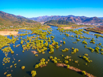 航拍青岛崂山水库