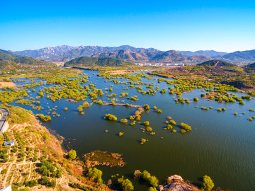 航拍青岛崂山水库