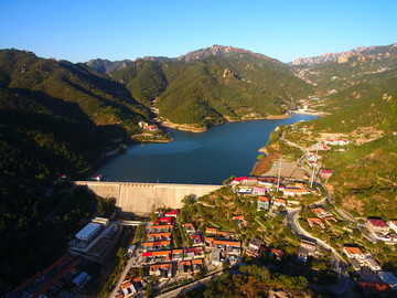 航拍青岛大石村水库