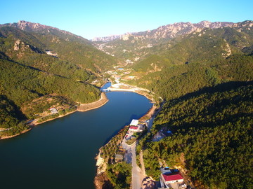 航拍青岛大石村水库