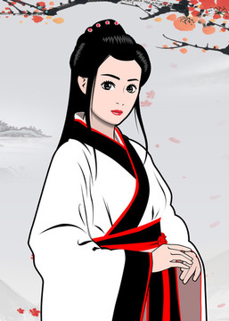 古裝白衣少女PSD
