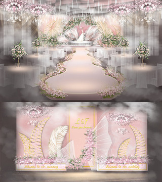 粉色梦幻婚礼设计翅膀主题婚礼