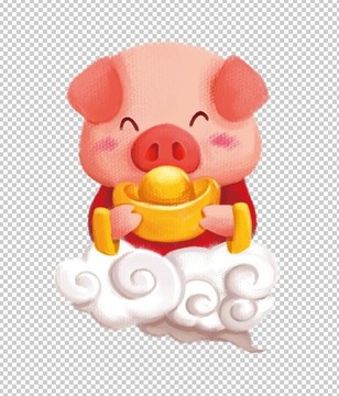 財(cái)神豬豬年發(fā)財(cái)祥云元寶