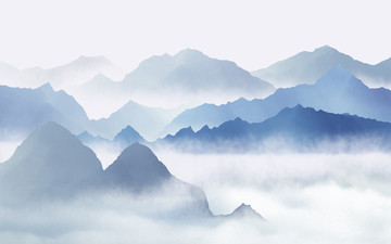 抽象意境云霧山水畫