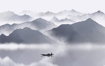 中式水墨山水畫
