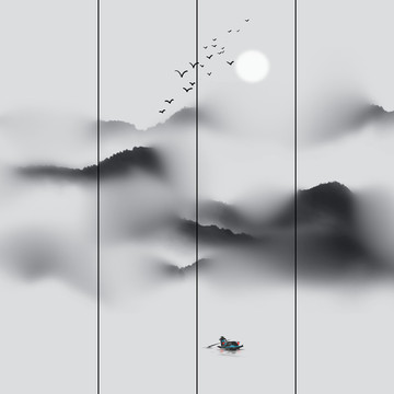 水墨山水裝飾畫