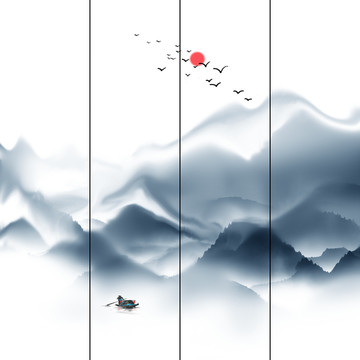 水墨山水裝飾畫(huà)