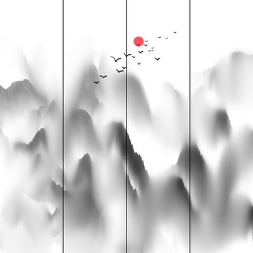 水墨山水裝飾畫