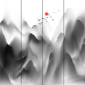 水墨山水裝飾畫(huà)