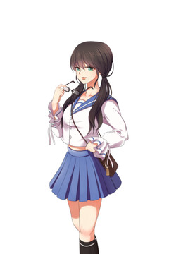 原創(chuàng)手繪學(xué)生制服情侶圖案女