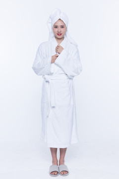 白色浴袍唯美图片