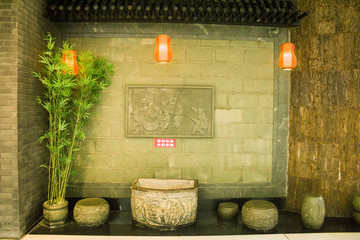 中式浮雕墙