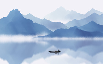 中式水墨山水畫